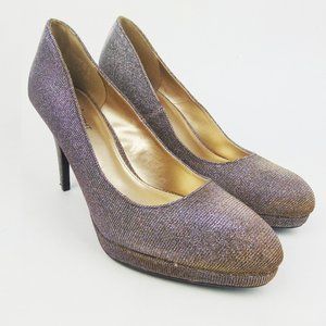 Fioni Night Womens Gold & Silver Shimmer Heel SZ11